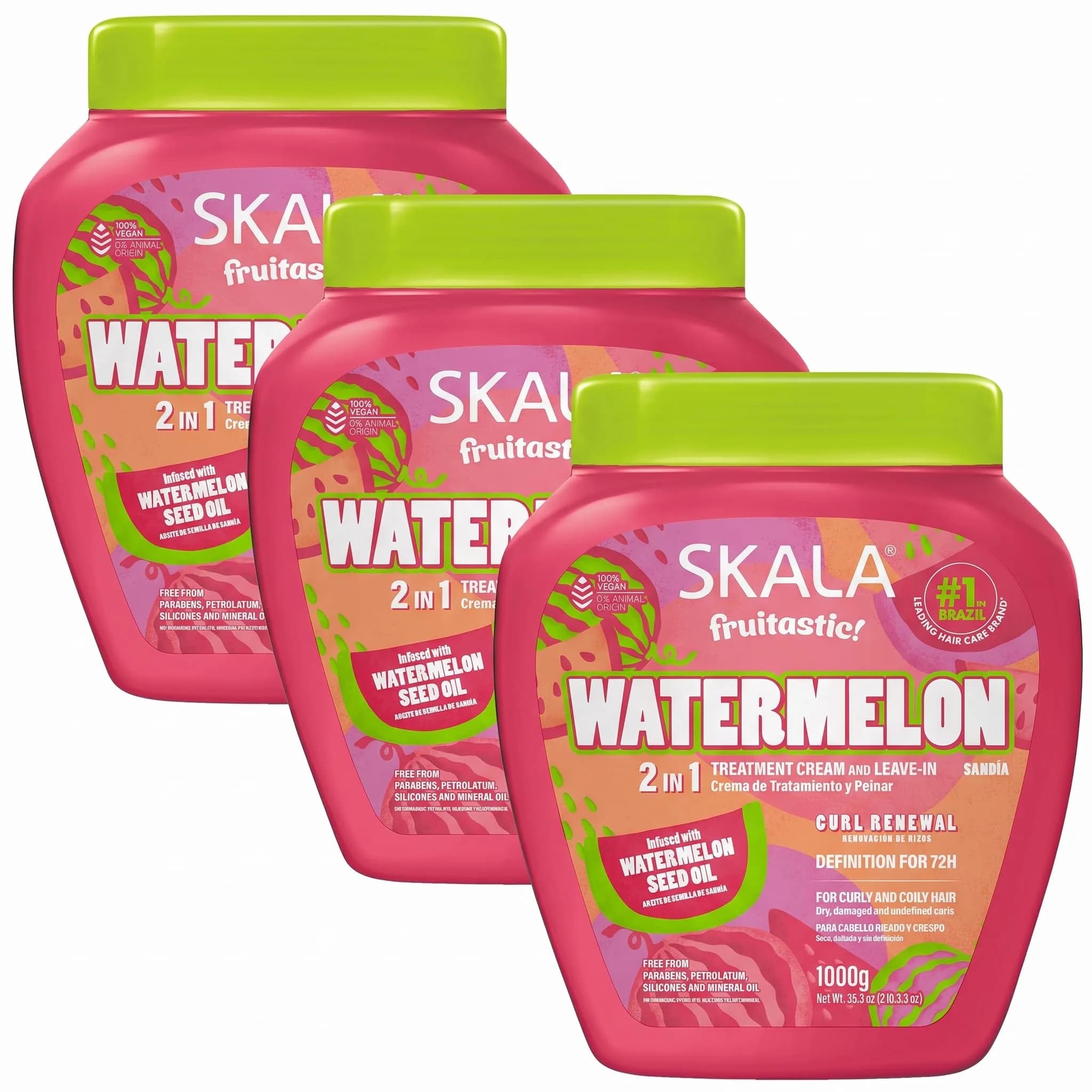 SKALA Watermelon 2 in 1 Treatment Cream & Leave In Conditioner, 1kg | Deep Hydration & Smoothing for Curly Hair - main product image