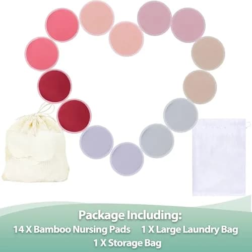 wegreeco Nursing Breast Pads Large Plain Shape 14 Count (25.6cm x 26.3cm x 2.2cm) | Soft, Breathable, Leak-Free Washable & Reusable Nursing Pads thumbnail 2