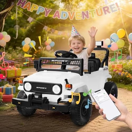 YunTopKids Kid Car 12V 7Ah Ride On Toy with Remote Control | White thumbnail 7