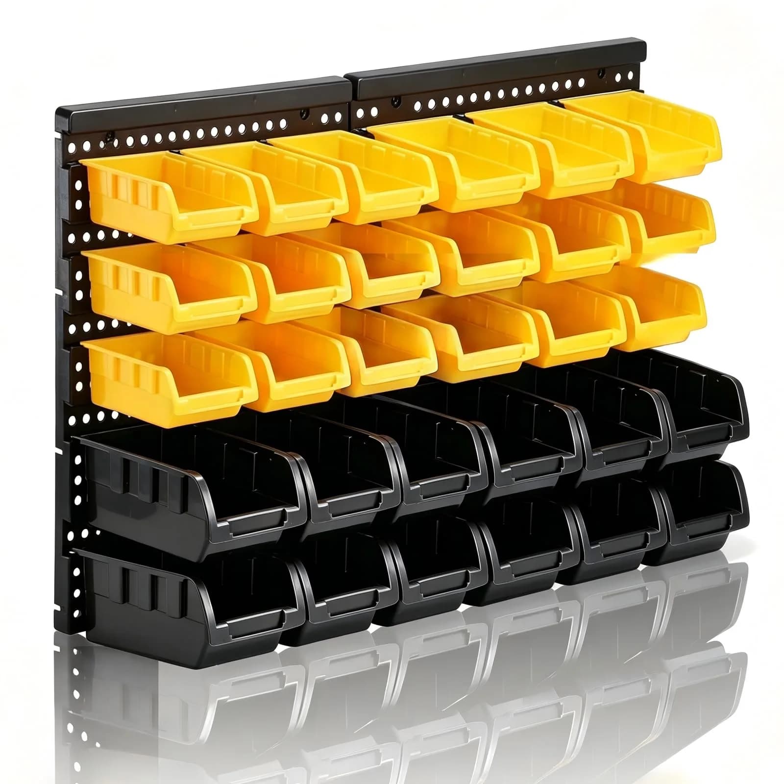 MULSAME Wall Mounted Storage Bins Parts Rack 25.2"x16.2" | Garage Organizer with 4 Colors — 25.2"*16.2" / Volt