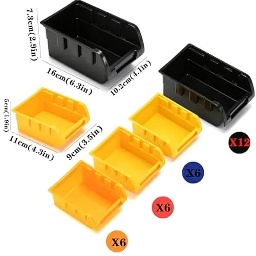 MULSAME Wall Mounted Storage Bins Parts Rack 25.2"*16.2" | Garage Organizer in 4 Colors thumbnail 5