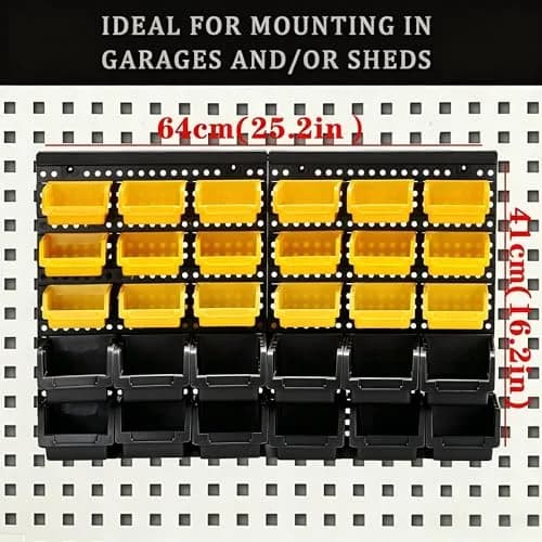 MULSAME Wall Mounted Storage Bins Parts Rack 25.2"*16.2" | Garage Organizer in 4 Colors thumbnail 2