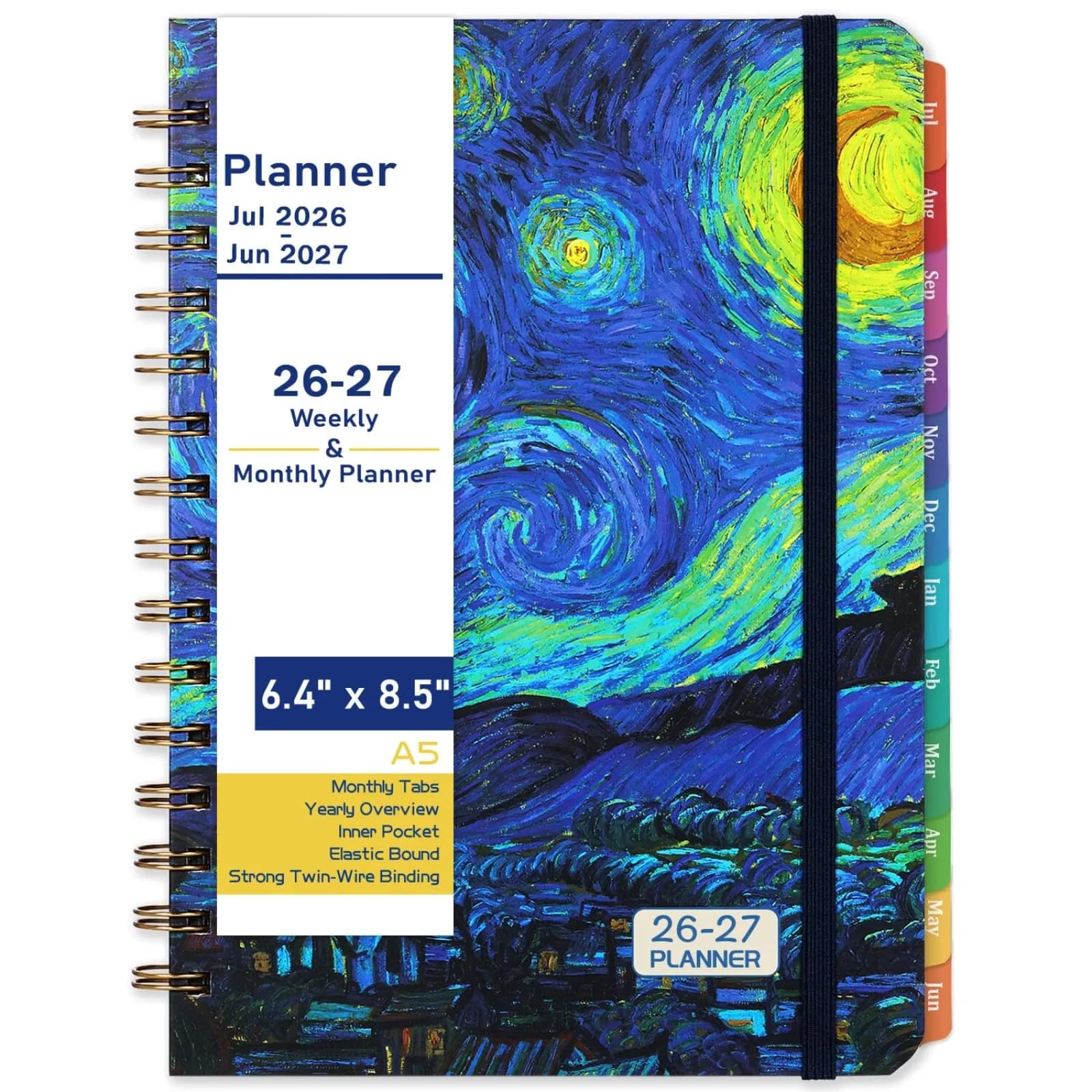 Indeme 2026-2027 Academic Planner Weekly & Monthly 6.4" x 8.5" (16.3 cm x 21.6 cm) | Hardcover Planner with Tabs & Elastic Closure - main product image