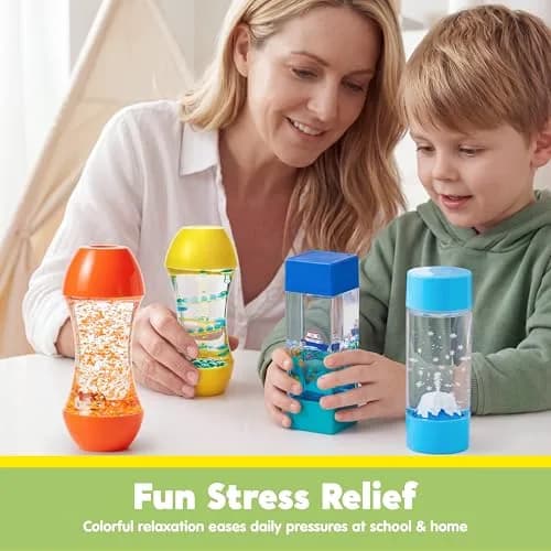 JOYIN 4-Pack Mini-World Fidget Tubes for Kids | Sensory & Stress Relief Toy for Autism (en_US, 4 pack, Plastic, Rectangular, 1.28kg) thumbnail 3