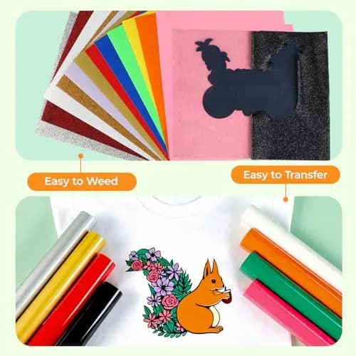 HTVRONT Heat Transfer Vinyl 35 Pack | 29 Colors + 5 Glitter Sheets, 12" x 10" | Durable & Easy Weeding thumbnail 7