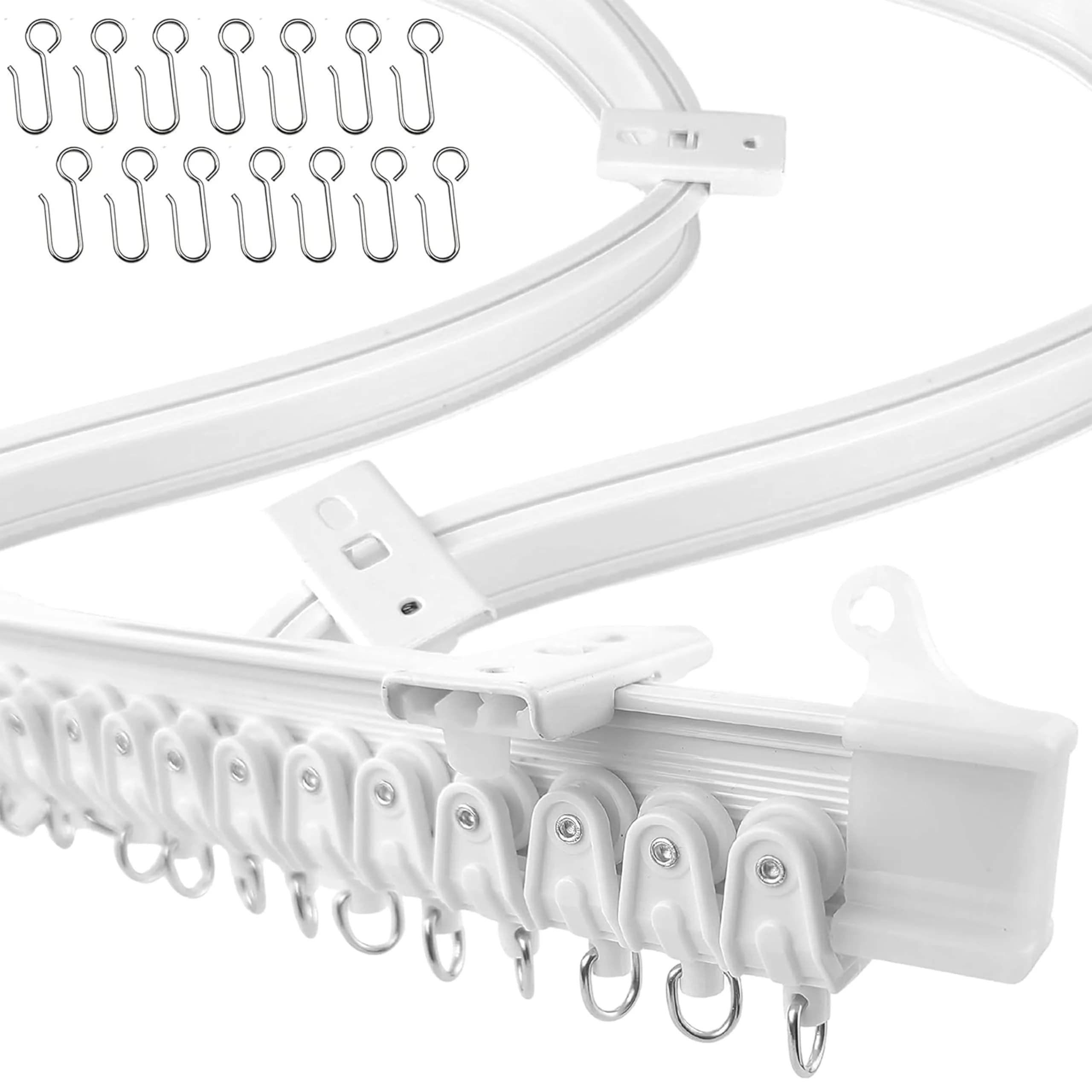 UrbanRed Flexible Ceiling Curtain Track Kit 2m (6.5 ft) White | Bendable PVC Room Divider Rail