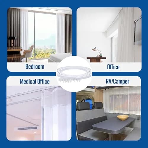UrbanRed Flexible Ceiling Curtain Track Kit 2m (6.5 ft) White | Bendable PVC Room Divider Rail thumbnail 7