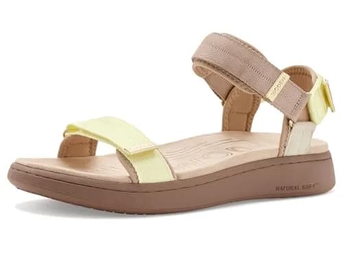 Woden Women's Line Sandals Taupe Multi 6.5 Medium | Recycled, Adjustable Velcro Straps thumbnail 1