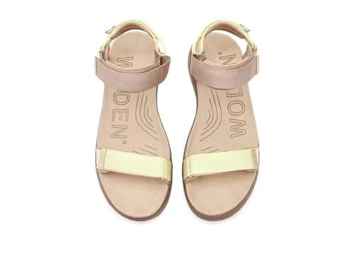 Woden Women's Line Sandals Taupe Multi 6.5 Medium | Recycled, Adjustable Velcro Straps thumbnail 2