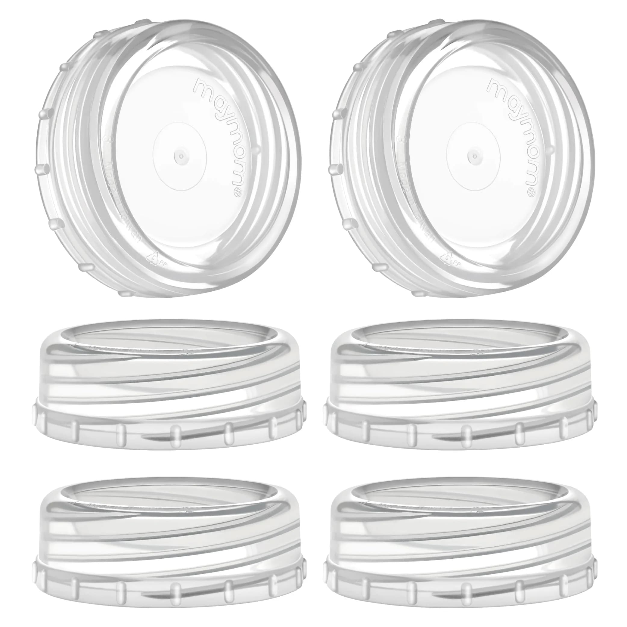 Maymom Solid Lids Aka Travel Caps with Sealing Ring for Avent Bottles, 6 Count Pink | BPA-Free & FDA Compliant — Transparent