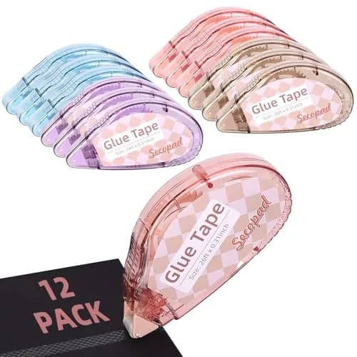 Secopad Double Sided Tape Roller 12 Pack | 0.3in x 26ft Each, Clear Light-Colored Shell thumbnail 1