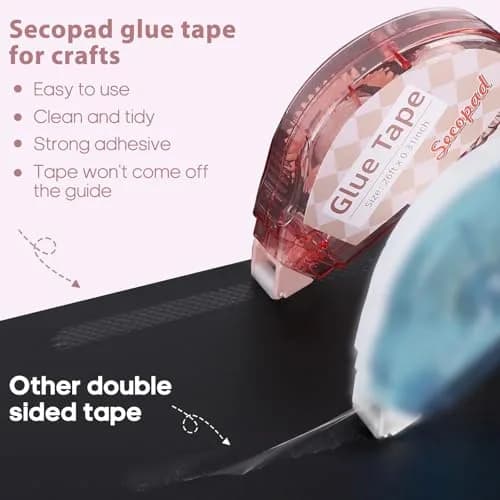 Secopad Double Sided Tape Roller 12 Pack | 0.3in x 26ft Each, Clear Light-Colored Shell thumbnail 3