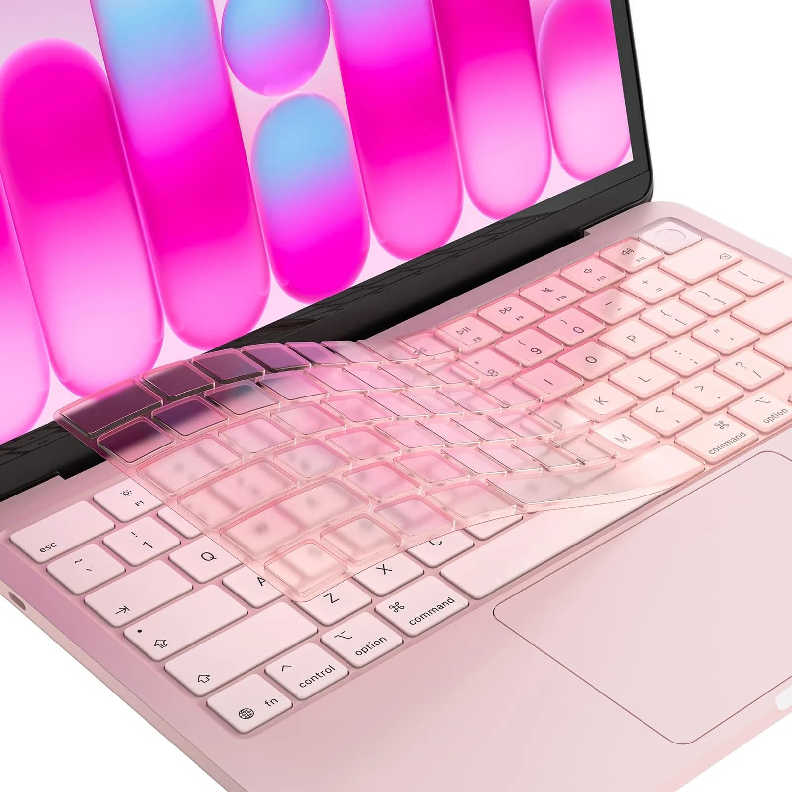 EooCoo Blush Clear TPU Keyboard Skin for MacBook Neo/Pro 13/14/15/16, Air 13/15, US Layout | Ultra-Thin & Washable