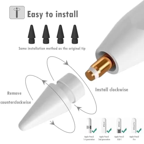 SIXFU Replacement Pencil Tips 4 PCS Black | Compatible with Apple Pencil Pro, USB-C, 1st/2nd Gen thumbnail 2