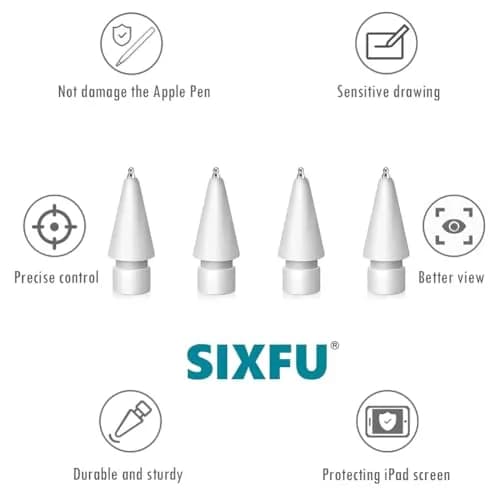SIXFU Replacement Pencil Tips for Apple Pencil Pro, 1st/2nd Gen, USB-C, Logitech Crayon - 4 Pack thumbnail 4
