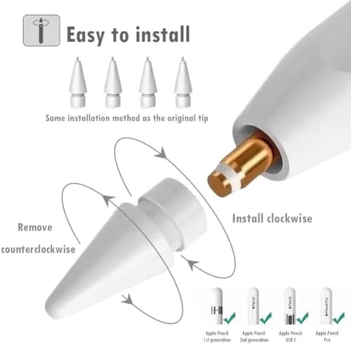 SIXFU Replacement Pencil Tips for Apple Pencil Pro, 1st/2nd Gen, USB-C, Logitech Crayon - 4 Pack thumbnail 2