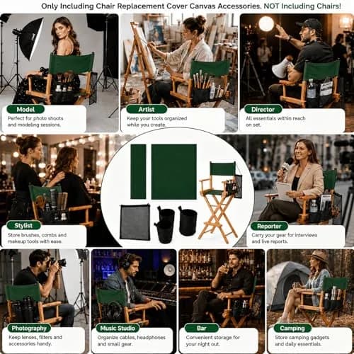 STAY GENT Director Chair Replacement Canvas Set with Storage Bags - Green | 5-in-1 Upgrade for Makeup Artist Chairs thumbnail 7