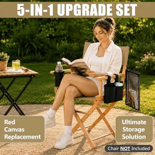 STAY GENT Director Chair Replacement Canvas Set with Storage Bags - Khaki | 5-in-1 Kit for Makeup Artist Chairs thumbnail 8