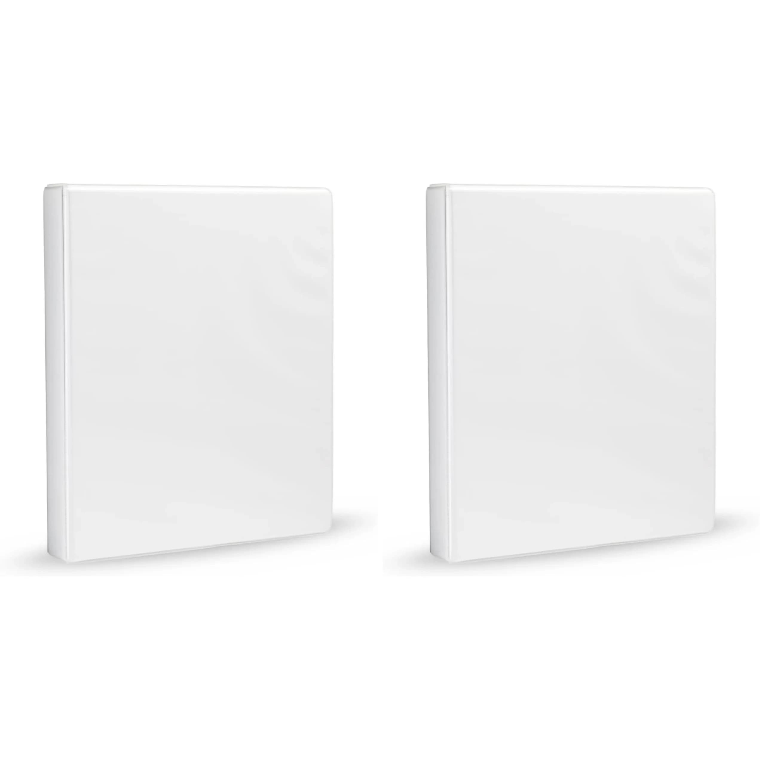 Amazon Basics 3-Ring Binder, 1-Inch, Customizable, White, 2-Pack | Holds 175 Sheets