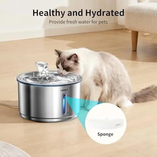 NPET Replacement Filters for WF210plus Stainless Steel Pet Water Fountain (8 Filter Packs + 8 Sponge Packs) | 5-Stage Filtration for Pet Health thumbnail 2