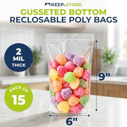 Keep N Store Food Storage Bags 6" x 9" | Reusable, Freezer Safe, 8 oz Capacity thumbnail 2
