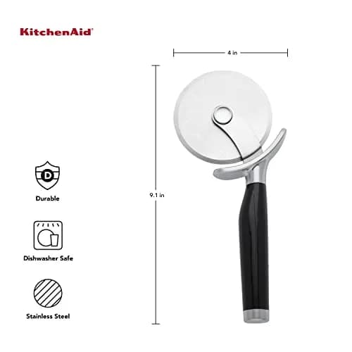 KitchenAid Classic Pizza Wheel with Sharp Blade & Finger Guard, 23cm (9-Inch) Pack of 12 | Slices Through Crusts, Pies & Dough thumbnail 2