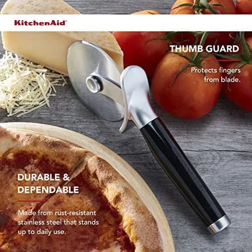 KitchenAid Classic Pizza Wheel with Sharp Blade & Finger Guard, 23cm (9-Inch) Pack of 12 | Slices Through Crusts, Pies & Dough thumbnail 3