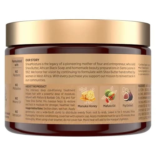 Shea Moisture Intensive Hydration Hair Masque Manuka Honey & Mafura Oil For Dry, Damaged Hair Deep Conditioning 330ml (11.5 oz) | Fortifies Follicles for Stronger, Healthier Hair thumbnail 2