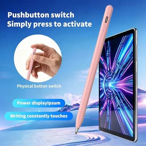 YJSK Rechargeable Stylus Pen for Samsung Galaxy Tab A11+/A11/A9+/A9 & Android Tablets, Precise Writing Pencil, 12-Hr Use, Auto Sleep, Pink thumbnail 2