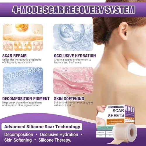 PSECICI Silicone Scar Sheets Medical Grade Tape for Old & New Scars 3M (1.6" x 120") | Advanced Scar Treatment thumbnail 5