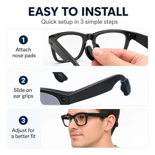 BandSmith Silicone Nose Pads & Ear Grips for Ray-Ban Meta Wayfarer | 8 Pairs Nose Pads + 1 Pair Ear Grips thumbnail 6