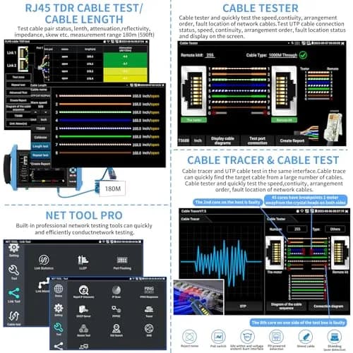 Rsrteng IPC-9800CADH Pro CCTV Tester 7” Touch Screen | 8K 32MP IP Camera Test, POE++ 90W, HD Coaxial Camera Test thumbnail 6