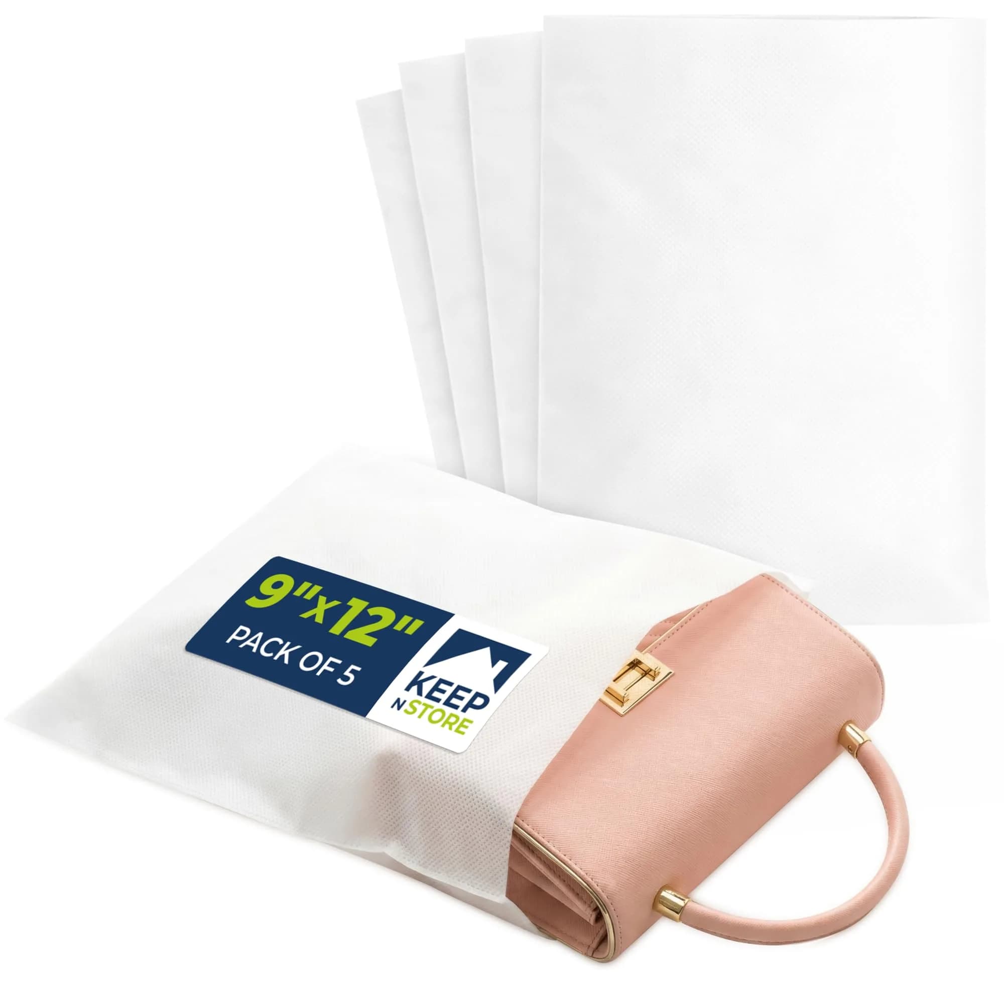 Keep N Store 9" x 12" Anti-Scratch Dust Bags Pack of 5 | Breathable, Soft, Protective for Handbags & Accessories - main product image