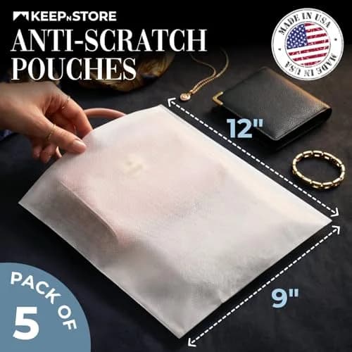 Keep N Store 9" x 12" Anti-Scratch Dust Bags Pack of 5 | Breathable, Soft, Protective for Handbags & Accessories thumbnail 2