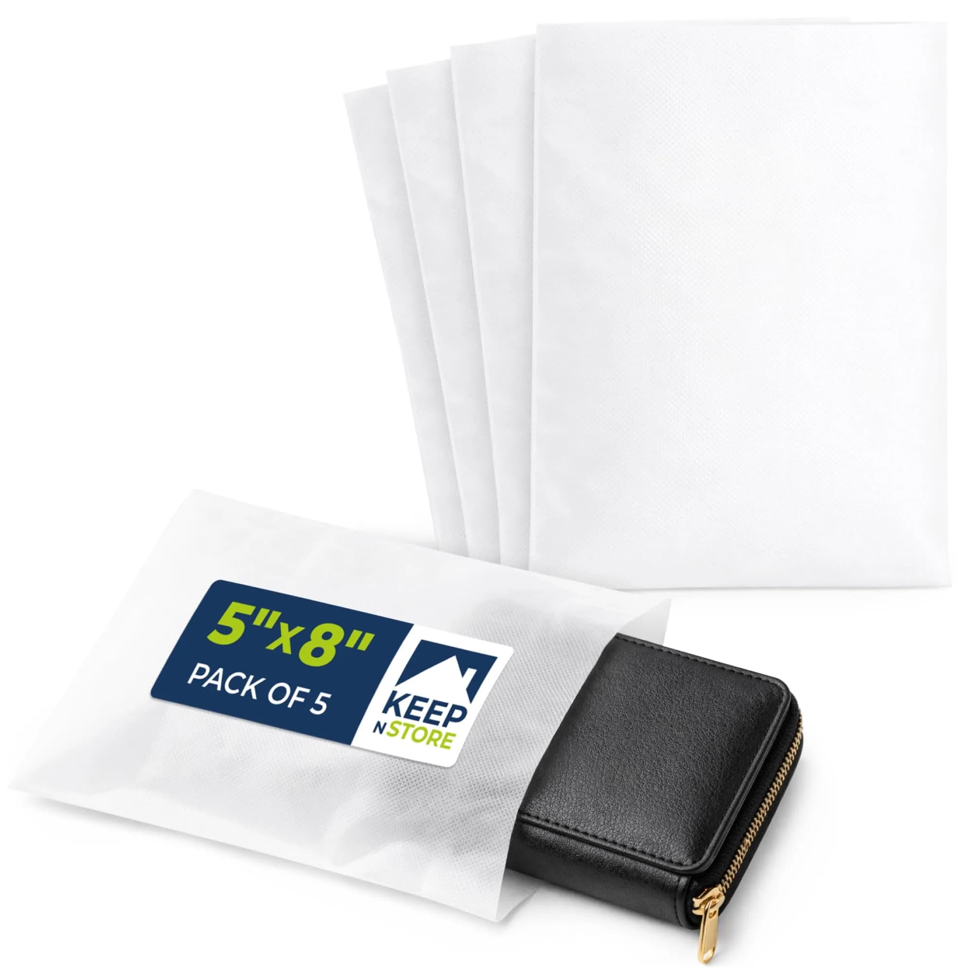Keep N Store Pack of 5 Anti-Scratch Dust Bags 5" x 8" | Breathable Cloth-Like Storage Pouches - main product image