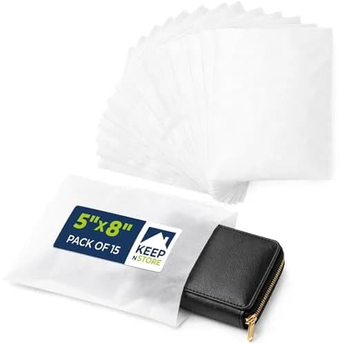 Keep N Store 15 Pack of 5" x 8" Anti-Scratch Dust Bags for Handbags & Accessories | Breathable, Made in USA thumbnail 1