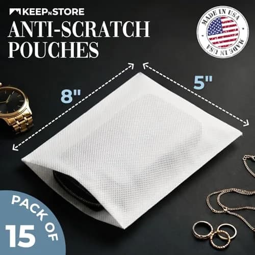 Keep N Store 15 Pack of 5" x 8" Anti-Scratch Dust Bags for Handbags & Accessories | Breathable, Made in USA thumbnail 2