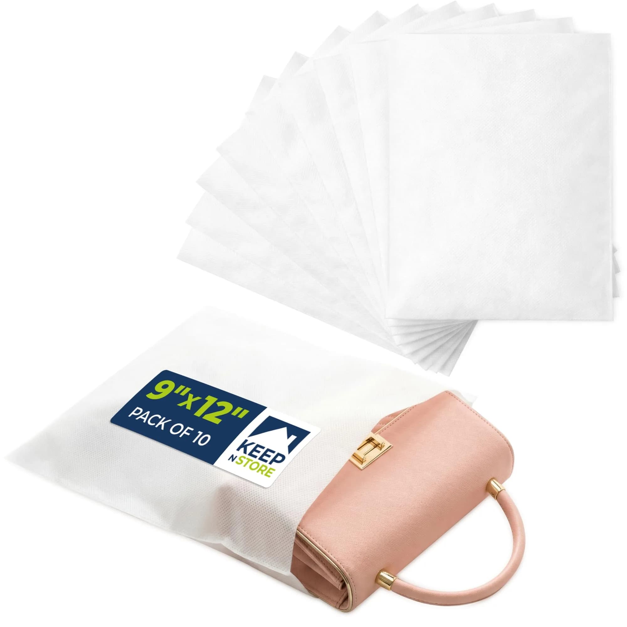 Keep N Store Anti-Scratch Dust Bags 9" x 12" Pack of 10 | Breathable Cloth-Like Storage for Handbags & Shoes - main product image