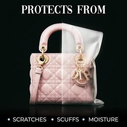 Keep N Store Pack of 50 Anti-Scratch Dust Bags 5" x 8" | Breathable Cloth-Like Storage for Handbags & Shoes thumbnail 5