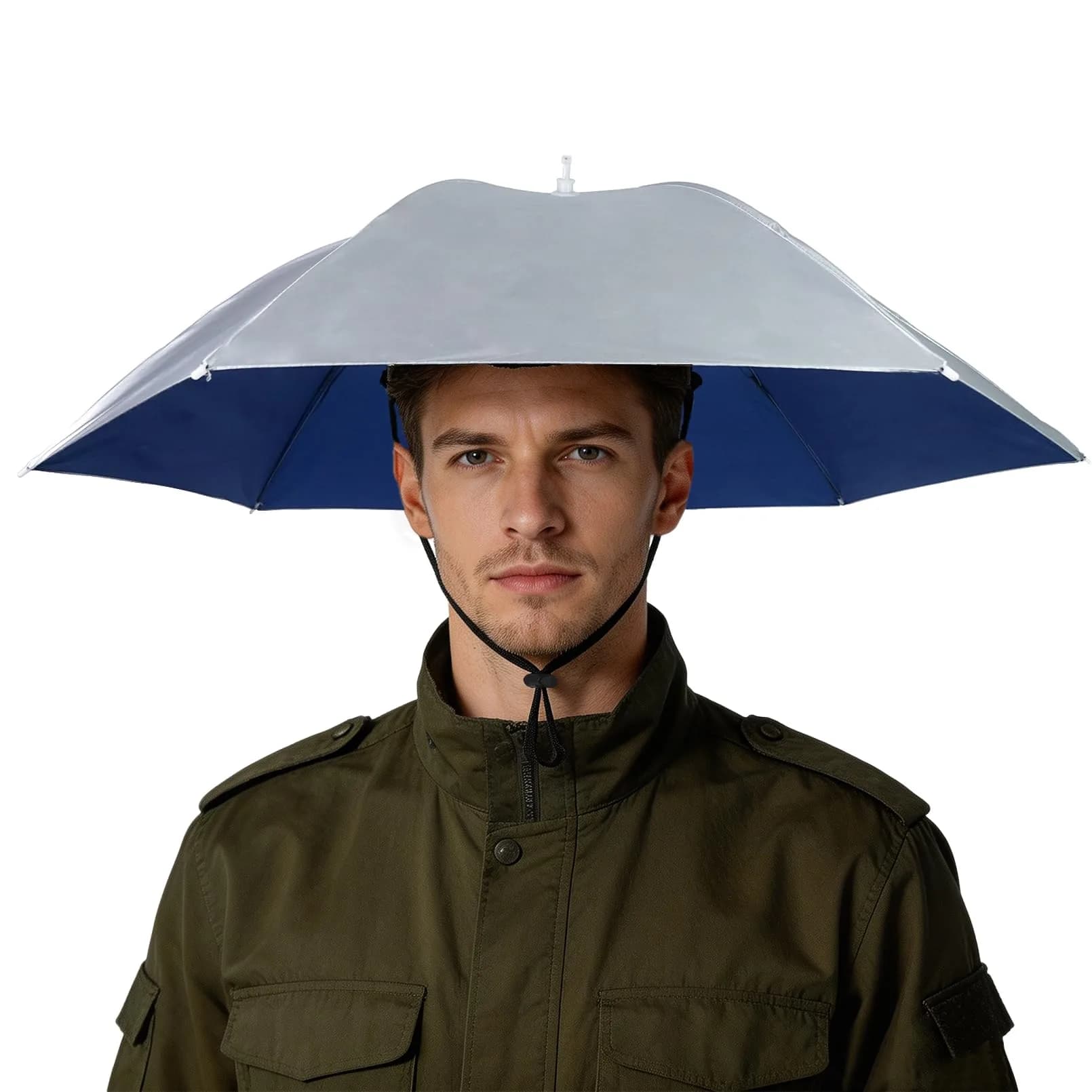 Luwint 10-Pack 36 Inch Umbrella Hat | Hands-Free Sun & Rain Protection for Outdoor Activities — 1* Silver-Blue