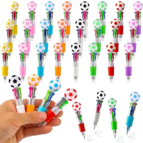 BIMORITA 24Pcs Soccer Mini Multicolor Pens | 4-in-1 Ballpoint Pens for Party Favors thumbnail 1