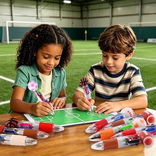 BIMORITA 24Pcs Soccer Mini Multicolor Pens | 4-in-1 Ballpoint Pens for Party Favors thumbnail 7