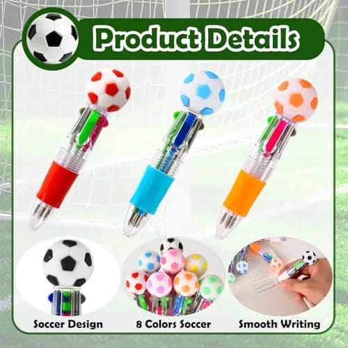 BIMORITA 24Pcs Soccer Mini Multicolor Pens | 4-in-1 Ballpoint Pens for Party Favors thumbnail 3