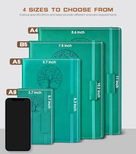 Biuwory A5 Leather Journal Notebook 140 Lined Pages 14.7cm x 21.1cm (5.7"x8.3") | Vintage Hardcover for Daily Writing thumbnail 2