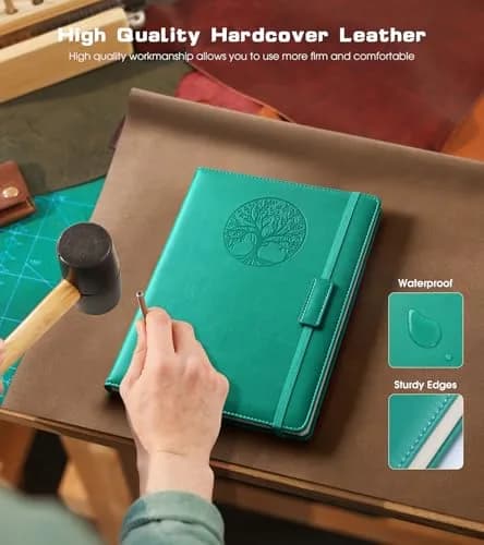 Biuwory A5 Leather Journal Notebook 140 Lined Pages 14.7cm x 21.1cm (5.7"x8.3") | Vintage Hardcover for Daily Writing thumbnail 3