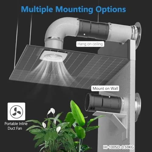 Hon&Guan 4 Inch Inline Duct Fan with Controller - 130 CFM, 6W | Quiet Ventilation for Grow Rooms & Bathrooms thumbnail 7