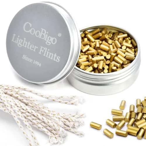 CooBigo 100 Pcs Lighter Flints with 20 Pcs Cotton Wicks | Extend Lighter Life thumbnail 1