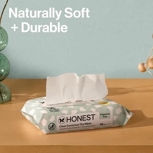 The Honest Company 100% Pure Organic Cotton Dry Wipes, Hypoallergenic, Multi-Use, Baby Facial Cloths, 576 Count (Pack of 3) thumbnail 4