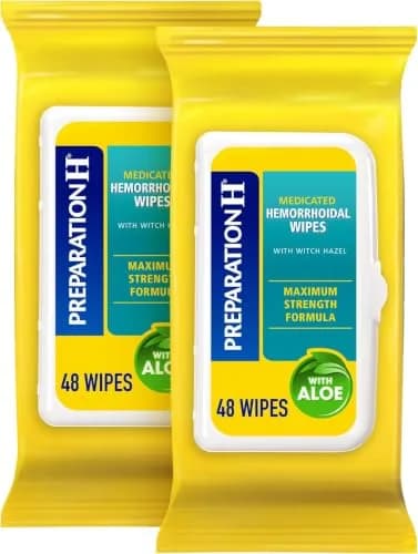 Preparation H Hemorrhoid Flushable Wipes with Witch Hazel 48 Count (Pack of 24) | Medication for Irritation Relief thumbnail 1