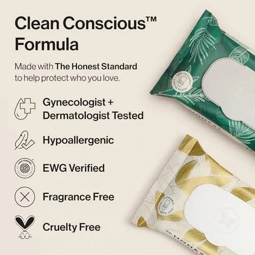The Honest Company Hypoallergenic Flushable Wipes Tropical Leaves 126 Count (Pack of 3) | Sewer + Septic Safe, Plant-Based Cloth thumbnail 3